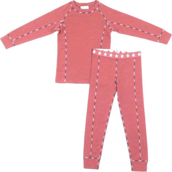 Stars Merino Jr. Wool Set - Dark Coral
