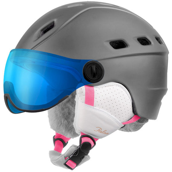 POLAR VISOR SKI HELMET gray, pink